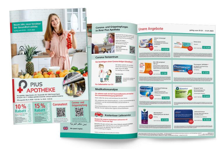 4-seitiger Apothekenflyer der Pius-Apotheke