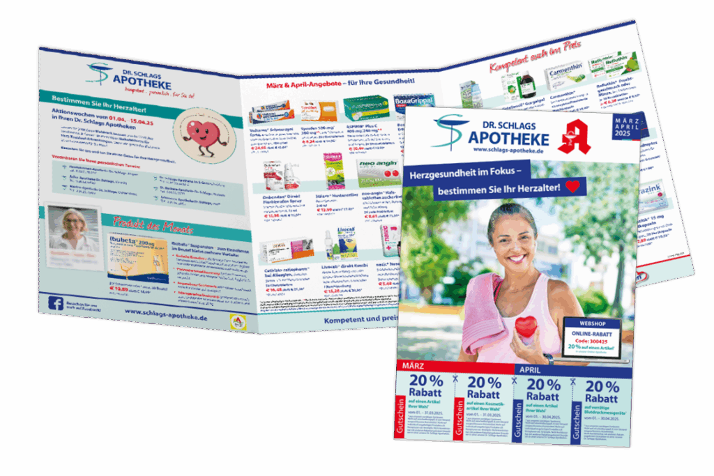 6-seitiger Premium-Apothekenflyer der Dr. Schlags Apotheken